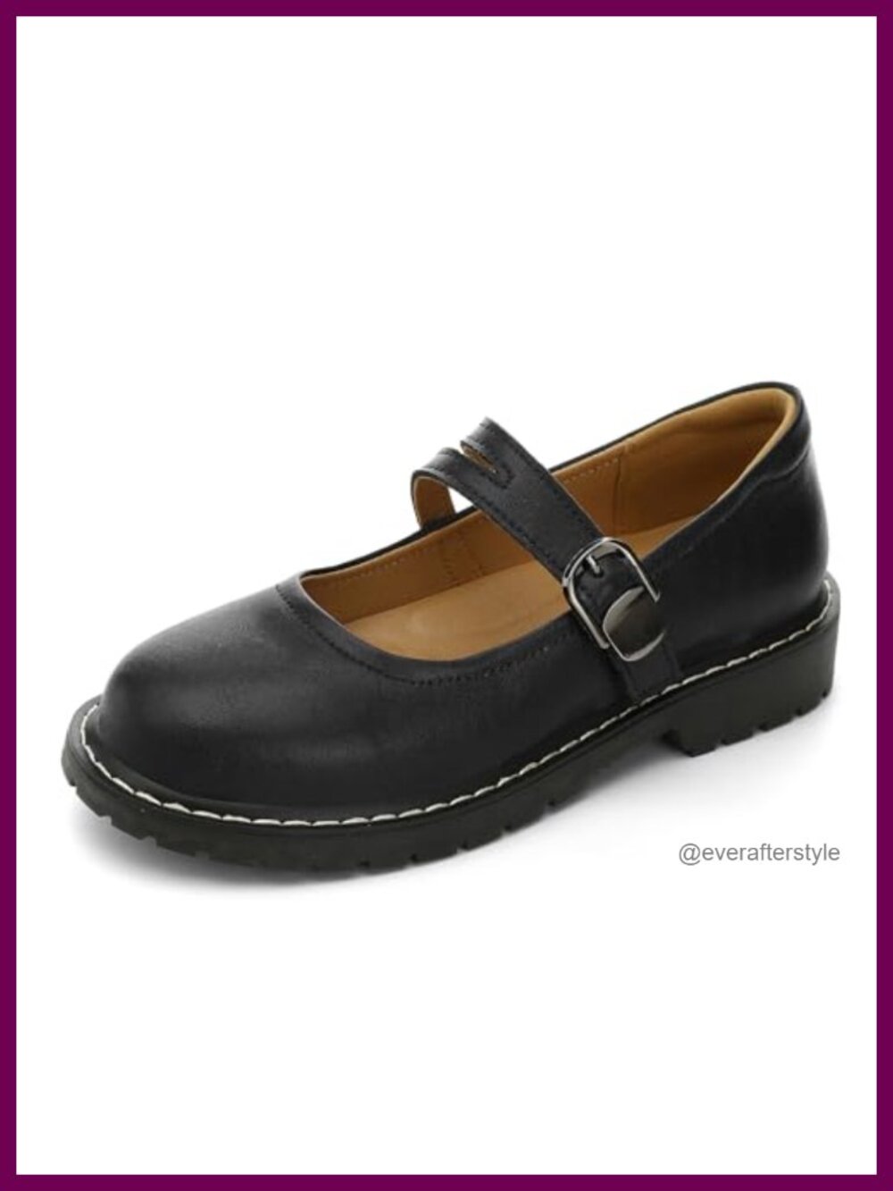 Women's Leather Mary Jane Flats Hook & Loop Memory Foam Non-Slip Oxford